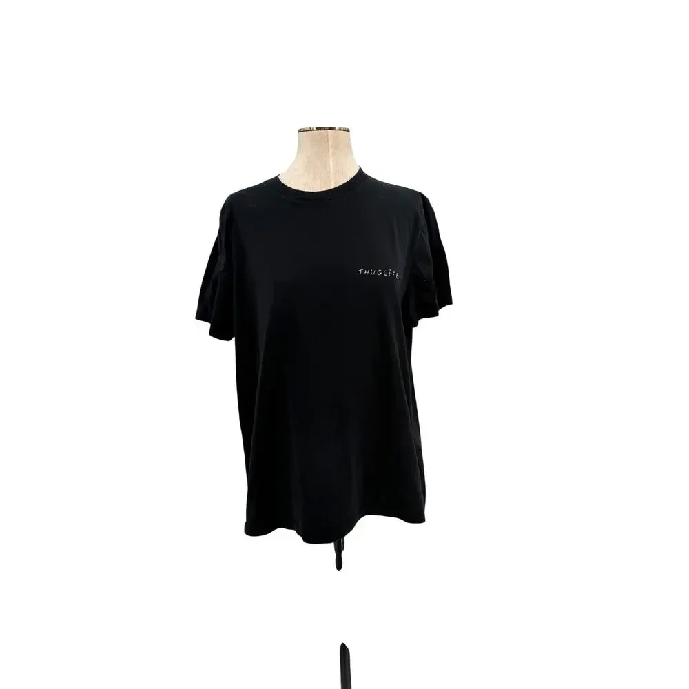 Maison Labiche Thuglife Embroidered Cotton Crewneck Tee Black Size‎ Large